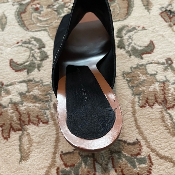 10 Crosby Derek Phillip Lam Platform Leather 9.5 Shoes Heels Mules Black - Picture 4 of 5